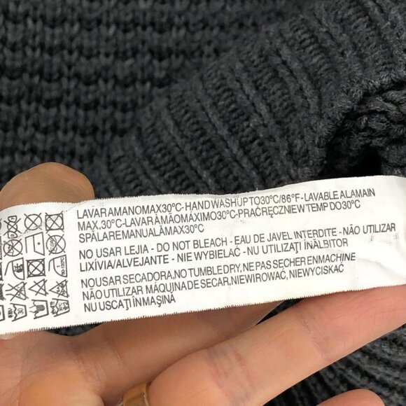 Zara Charcoal Grey Cable Knit Long Sleeve Crew Neck Raglan stitch Sweater size S - Picture 9 of 16
